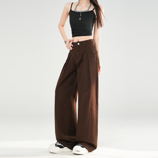 新品视觉|甜辣街头风~|美拉德咖啡色腰头设计感牛仔裤女