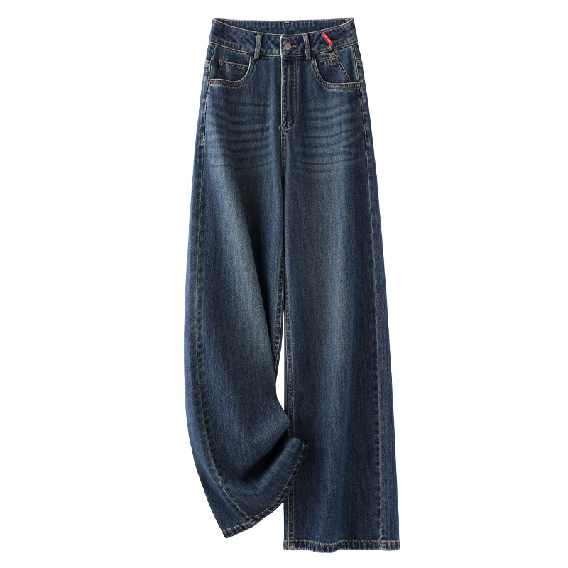 城市衣柜费依女装思慕缇村上春复古蓝阔腿牛仔裤女2025新款秋季薄