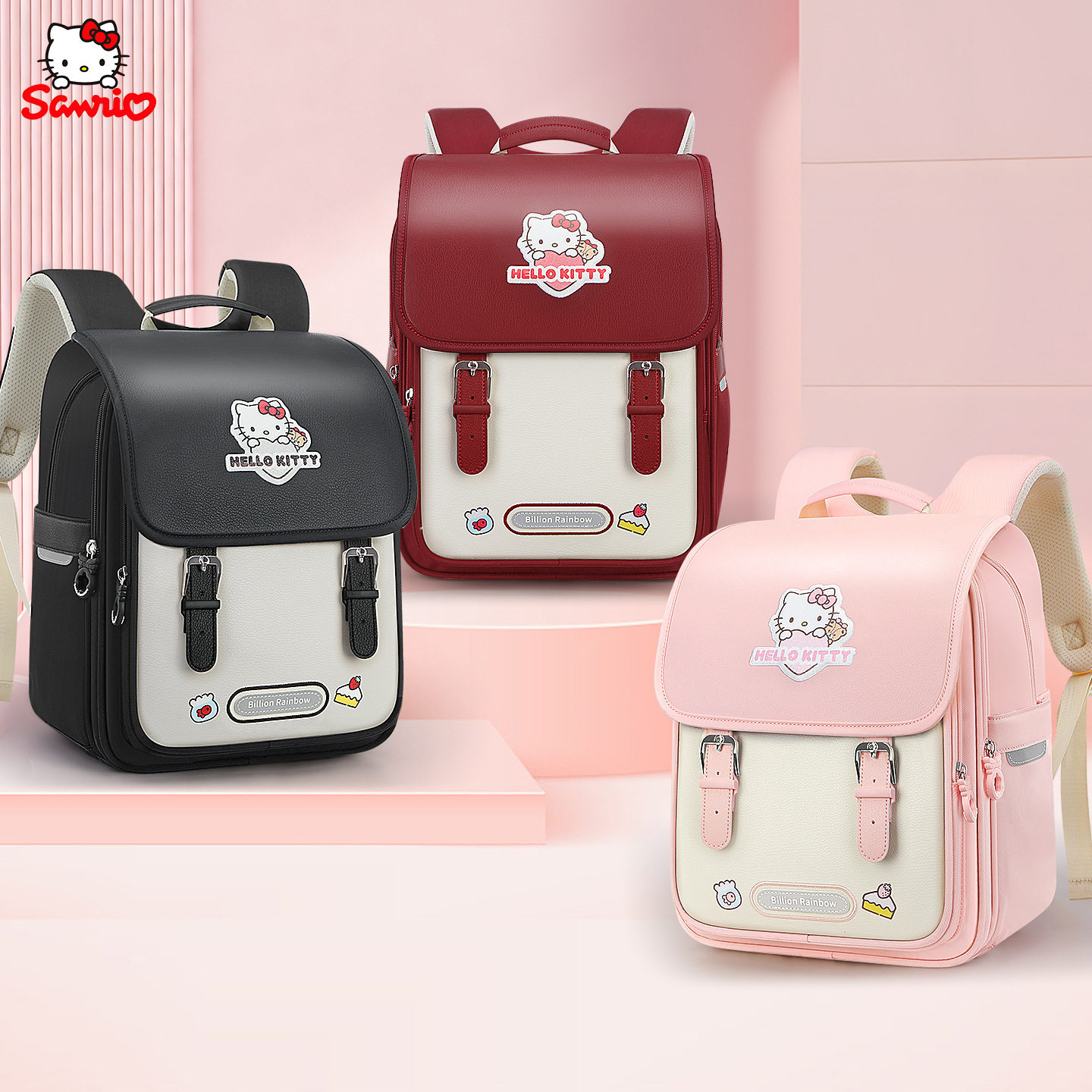 hello kitty正版小学生书包女童护脊减负轻便防水双肩包一六年