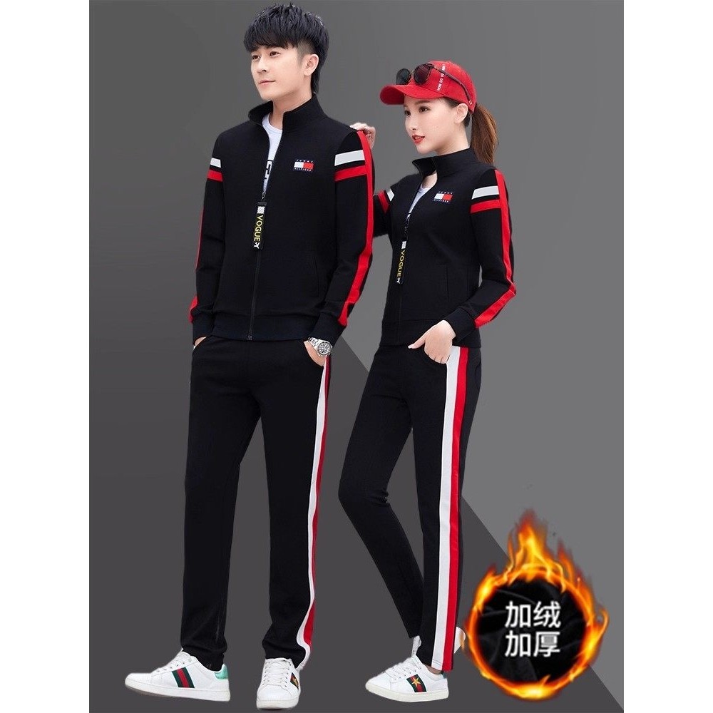 ZOICNIKE运动套装秋冬新款加绒加厚休闲情侣运动服保暖卫衣两件套