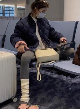 are U shop正反双面穿菱格羽绒服女磨毛格子纹撞色2023年冬季新款