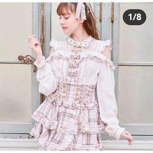 显瘦裙 甜美褶边2025春季 日系高腰双色半身裙Liz Lisa风格