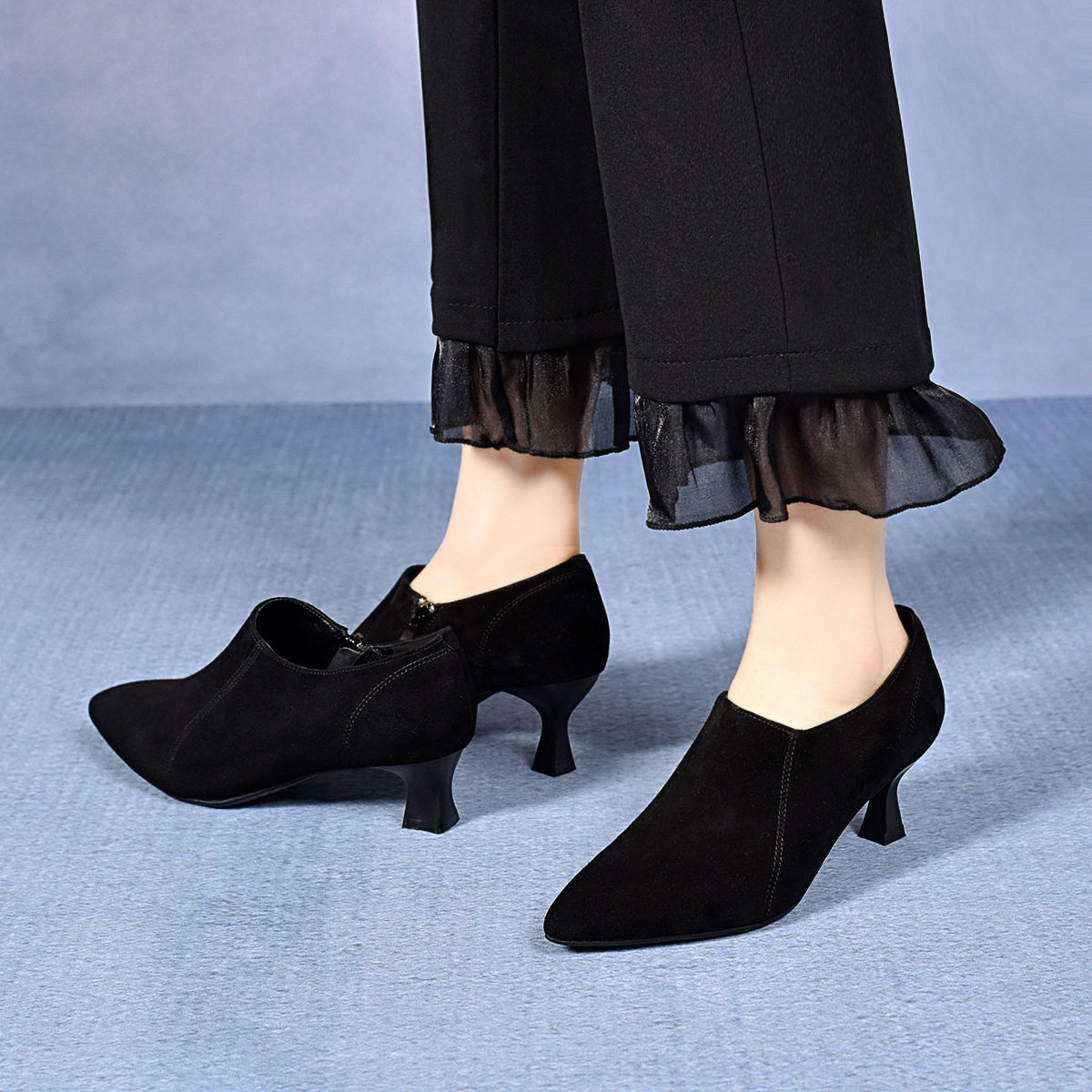 四季青广州十三行即墨高跟鞋低跟小跟磨砂绒面翻毛皮单鞋皮鞋2025,女鞋,浅口单鞋,淘宝优惠券,粉丝福利购,淘宝优惠卷