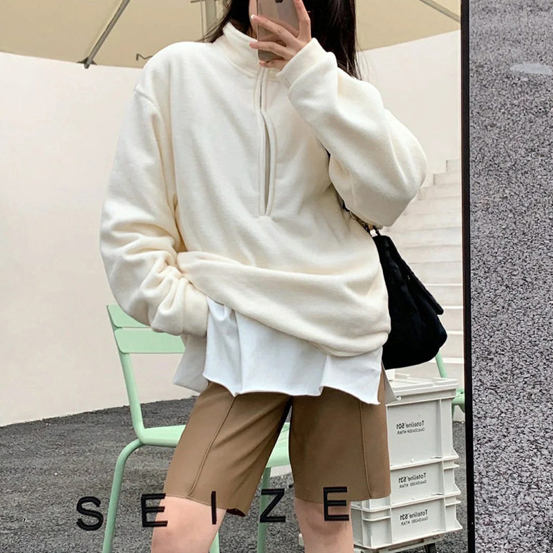 polo领外套女加绒秋冬季2025新款卫衣加绒加厚半高领半开襟外套,女装/女士精品,卫衣/绒衫,淘宝优惠券,粉丝福利购,淘宝优惠卷