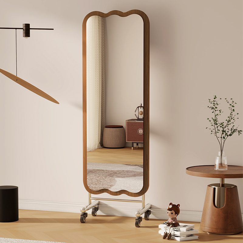 中古风全身镜家用落地镜网红异形镜高级感卧室试衣镜可移动穿衣镜