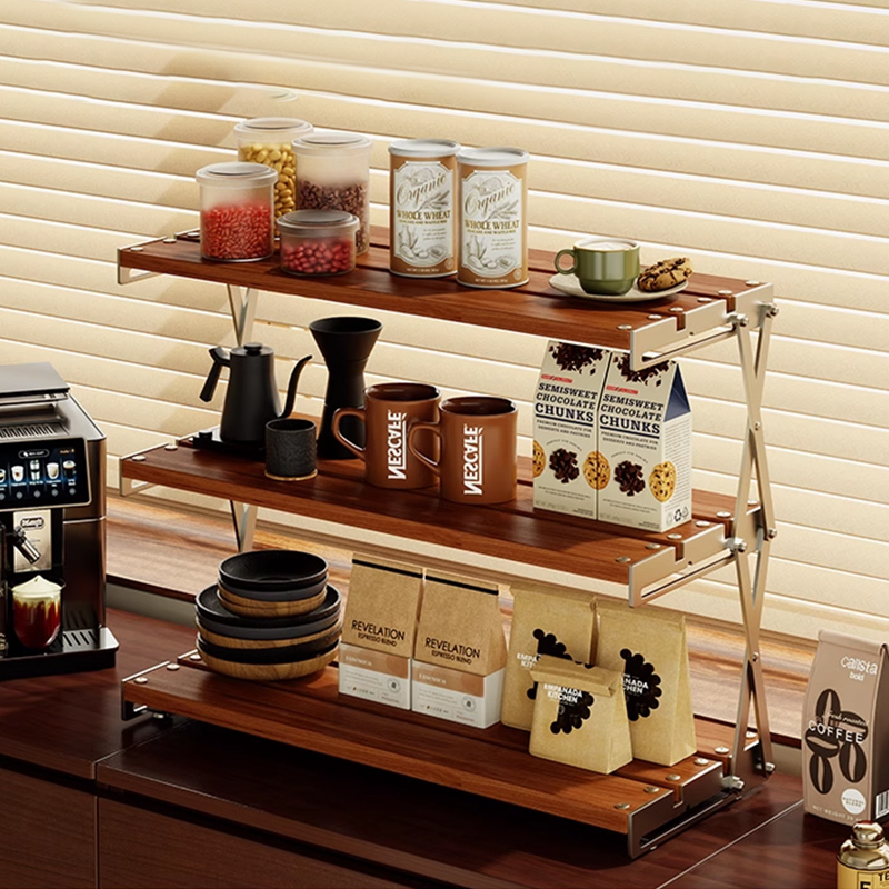 可折叠置物架桌面小型手冲咖啡角布置器吧台餐桌咖啡杯收纳陈列架