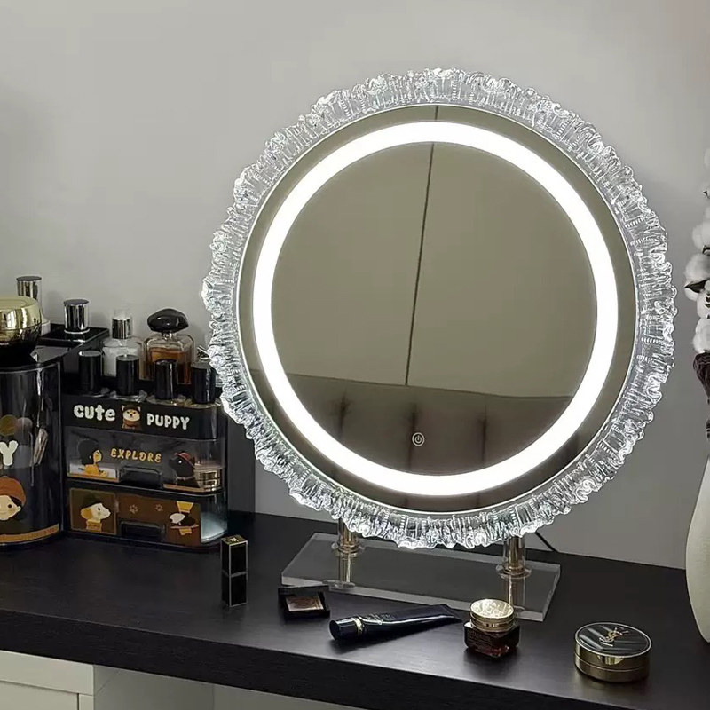 绝美带灯亚克力花边化妆镜