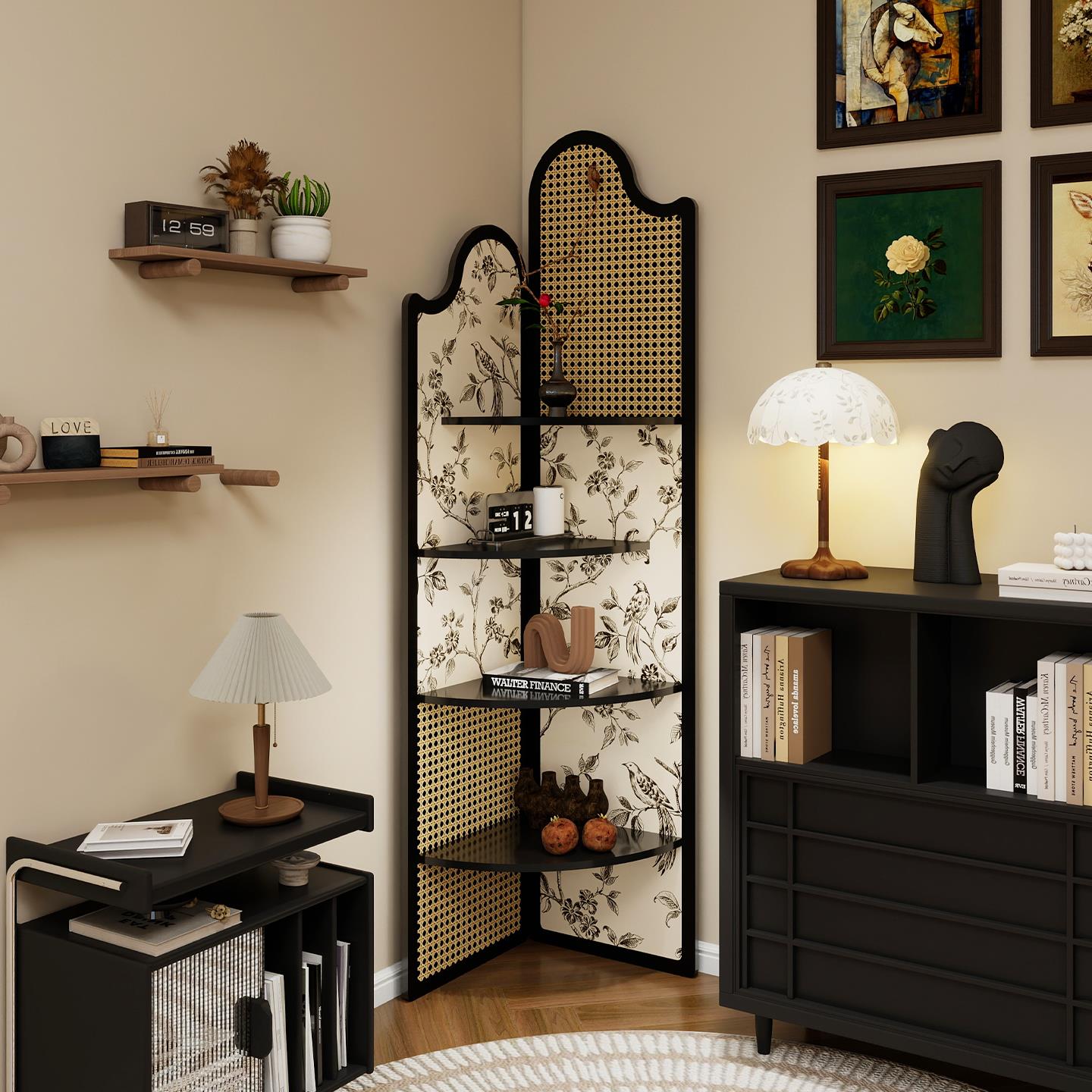 中古风三角置地收纳柜