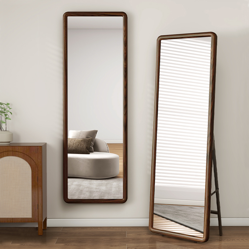 实木镜子全身镜落地镜家用女生卧室穿衣镜服装店试衣镜挂墙大镜子