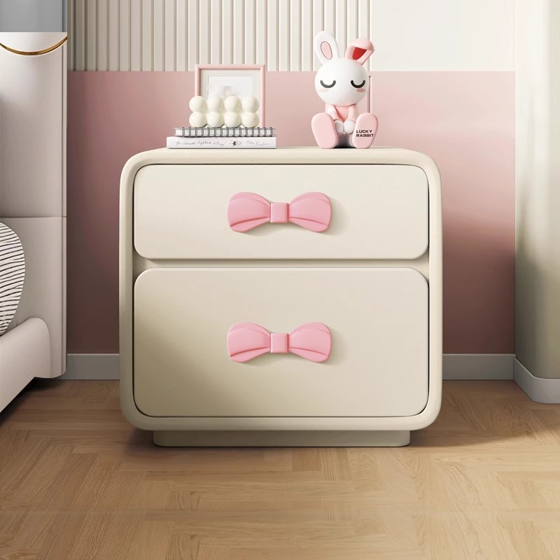 可爱蝴蝶结床头柜女童收纳柜