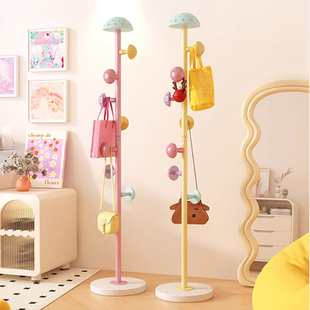 蘑菇衣帽架落地家用挂衣架不占地多巴胺挂包神器网红卧室立式衣架