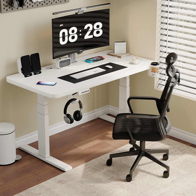 实木电动升降桌智能电脑桌可升降电竞桌子家用学习办公书桌工作台