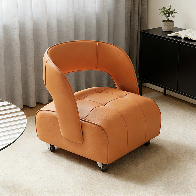 家用矮凳客厅高级感小凳子沙发换鞋凳真皮万向轮滑轮凳靠背小椅子
