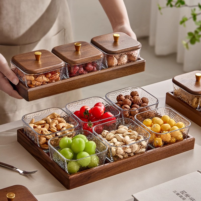 高档实木围炉煮茶分格果盘