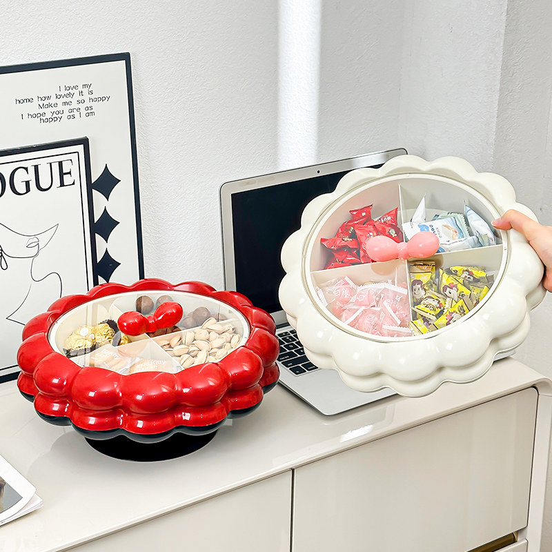 中古轻奢干果盘收纳盒分格带盖