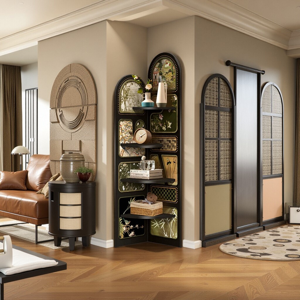 中古风三角置地收纳柜