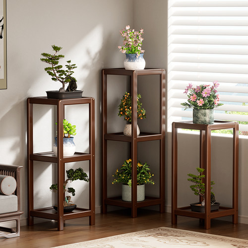 中式花架落地式阳台置物架