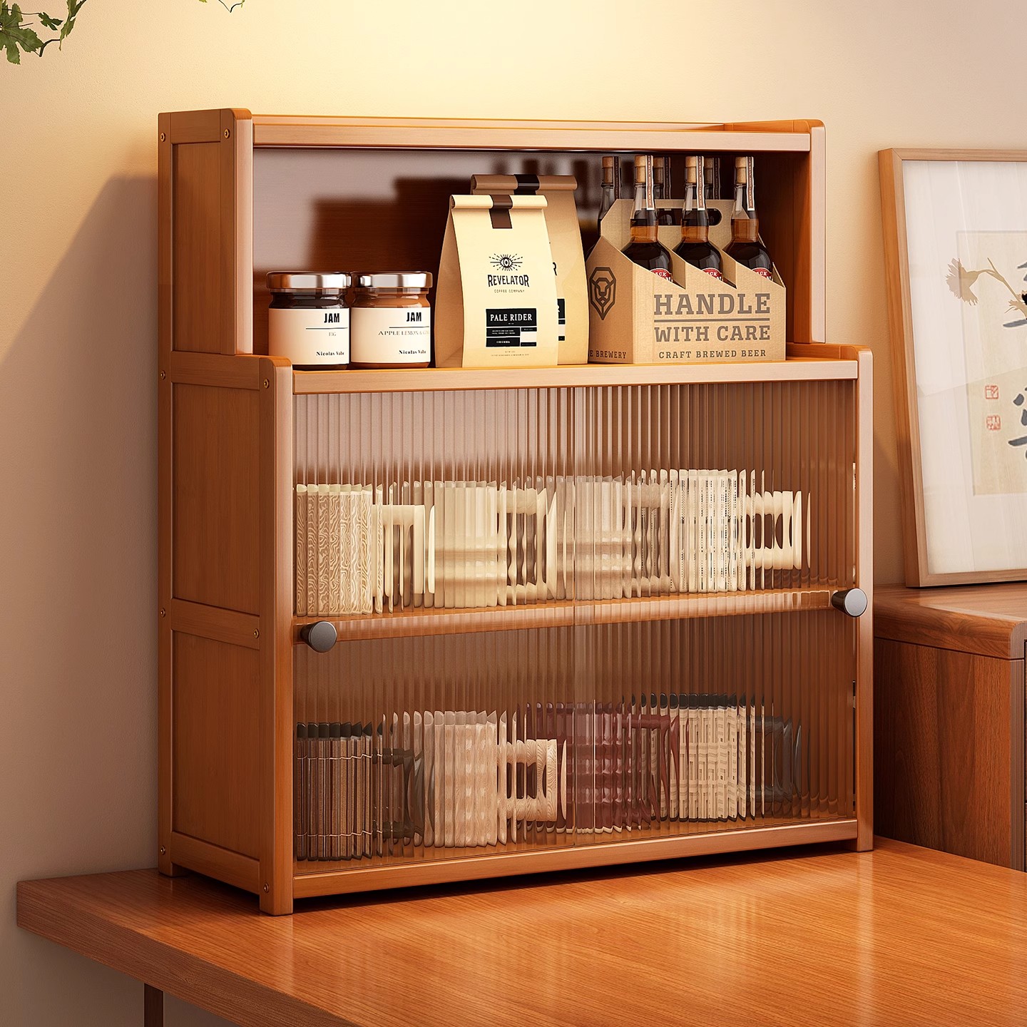 桌面杯架置物架餐桌台面杯子收纳架子水杯咖啡茶具防尘储物展示柜