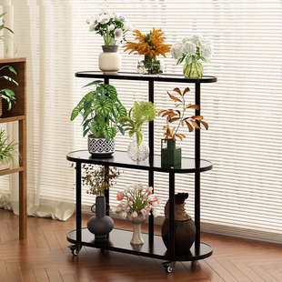 实木花架置物架阳台轻奢高级感中古风花架子客厅落地式绿植摆放架