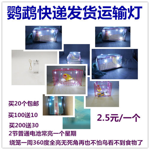 运鸟灯运输宠物灯led迷你铜丝小鸟笼运送灯发货物流电池长时间用