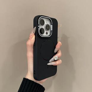 高级感镜头隐形支架磁吸壳苹果16promax新款iPhone15promax手机壳14Pro轻奢时尚13小众简约16plus硅胶防摔套