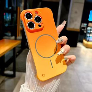 高品质无边框柔感细圈磁吸苹果16promax手机壳新款适用iPhone15PM超薄14简约13半包散热保护套11高级感12渐变