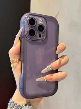 高级感加厚气囊防摔适用于苹果15promax手机壳iPhone16promax透明黑色14简约暗紫色13爆款12软保护套15全包11
