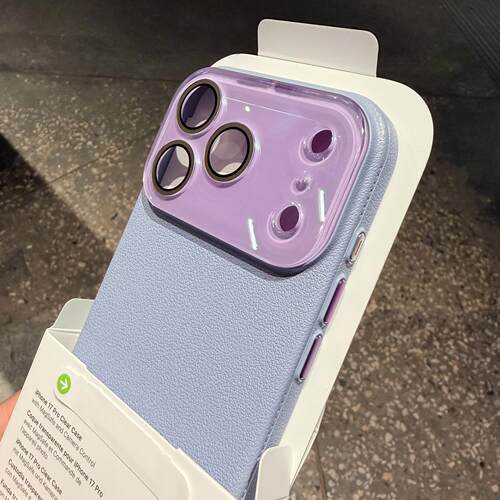 紫色荔枝纹适用苹果17手机壳