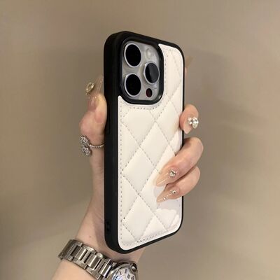 高级iPhone15菱格新款皮纹简约