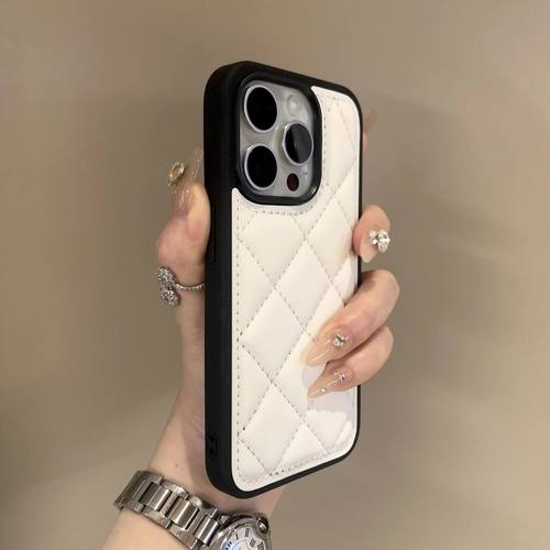 高级iPhone15菱格新款皮纹简约