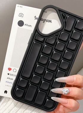 创意立体按键iPhone16/15手机壳适用苹果13/14promax软壳12pm简约纯色小众11日韩白色黑色新款情侣解压16plus