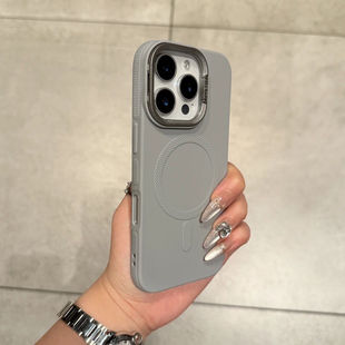 高级感纯色隐形镜框支架磁吸适用苹果16promax手机壳iphone15肤感磨砂14pro防摔13保护套12男女款 11防滑6plus