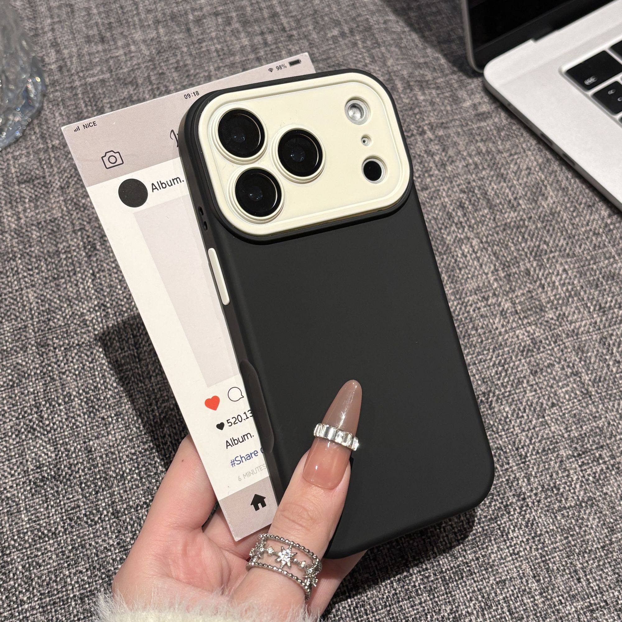 适用苹果17promax手机壳iphone16pro肤感液态Air新款15黑色奶黄撞色14plus简约高级12情侣11全包13硅胶保护套