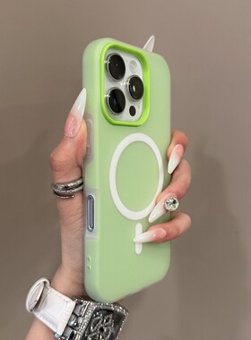 果冻糖果绿磁吸二合一适用iPhone17手机壳苹果16promax新款15pro简约13男女12pro时尚14pm防摔11磨砂14肤感壳