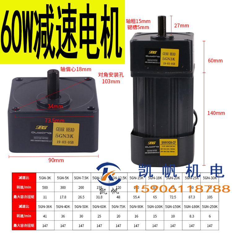 OPG60W齿轮减速电机5IK60GN-C减速机小型电机带减速箱220V可调速