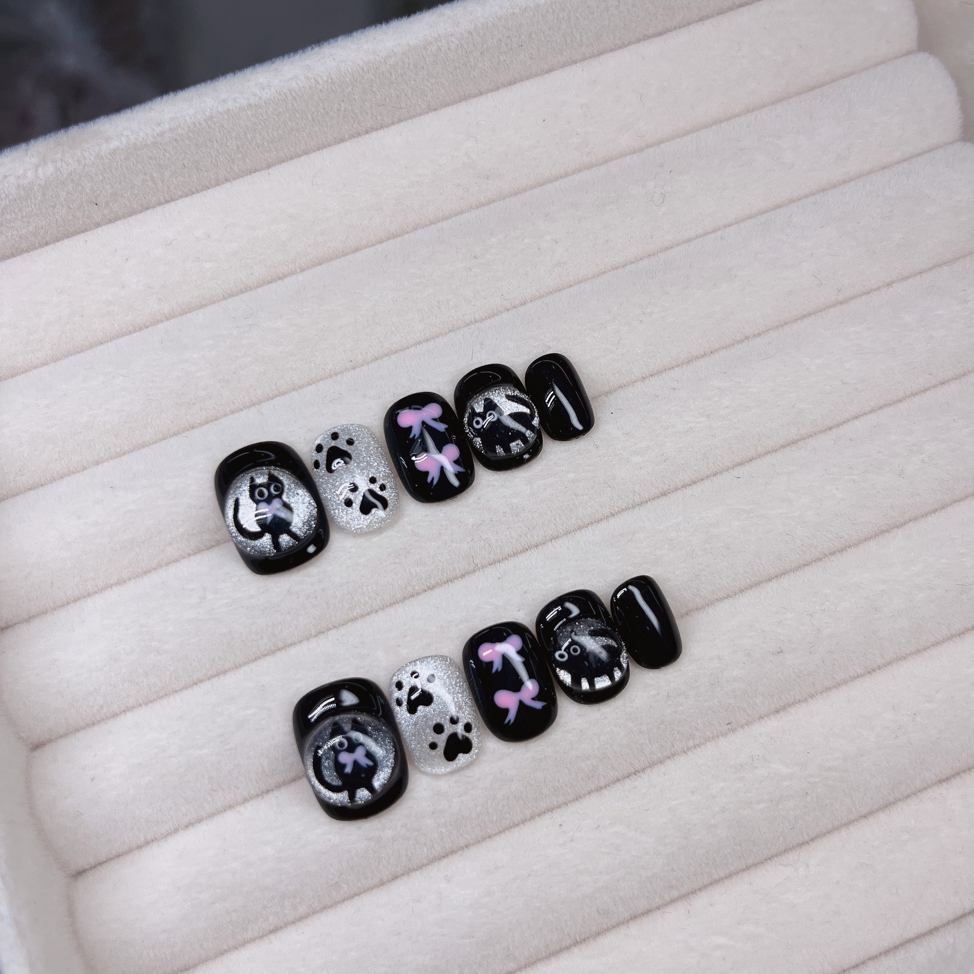 卡通立体猫眼小猫手工穿戴甲