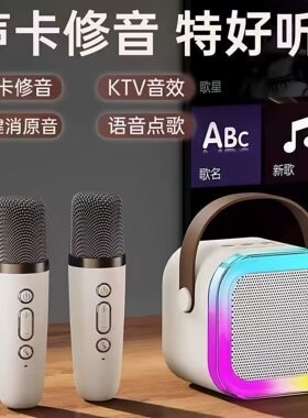 蓝牙音响麦克风一体机KTV音效声卡修音语音点歌家庭K歌套装