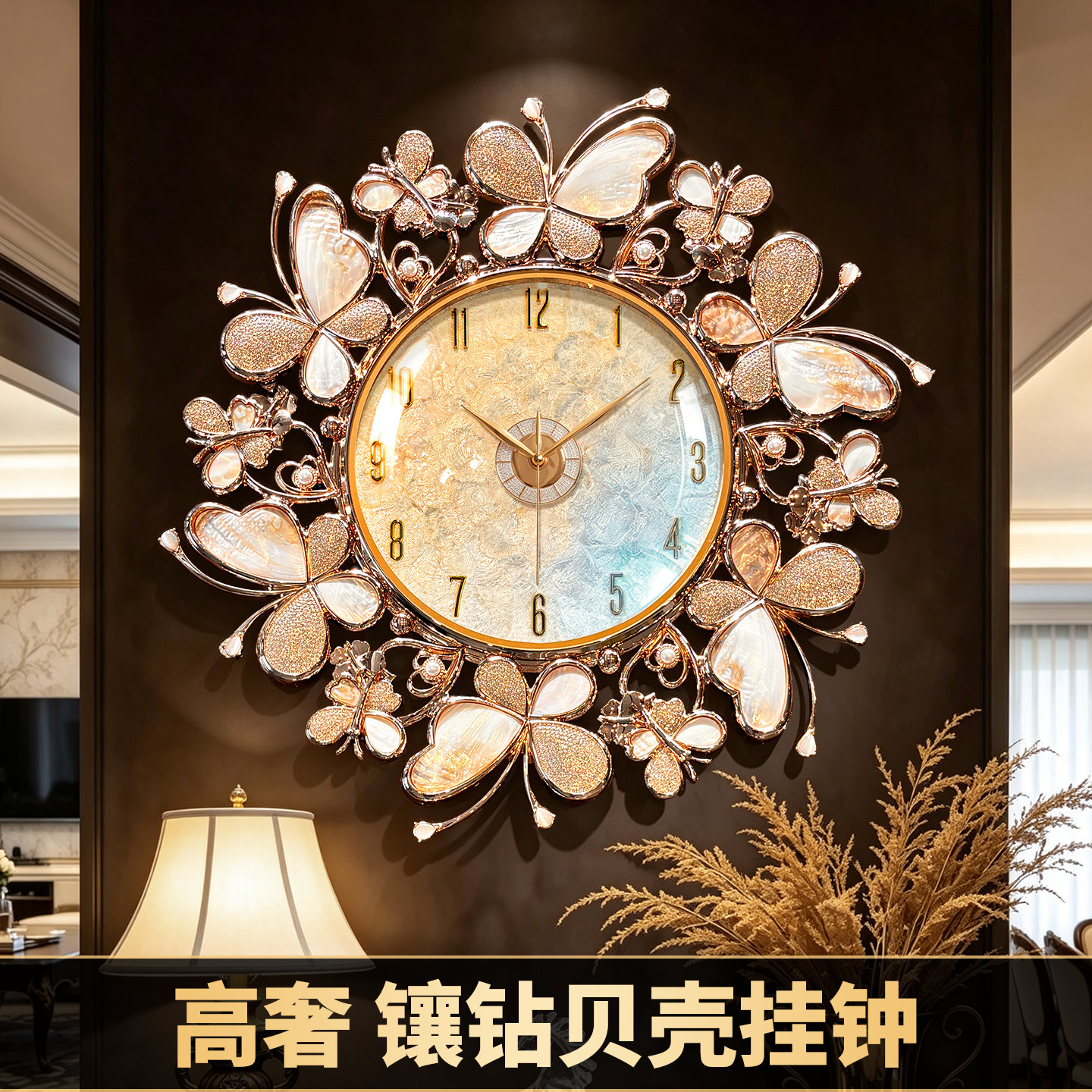 胡桃木钟表挂钟客厅时钟挂墙实木2025新款简约大气高级感装饰挂表