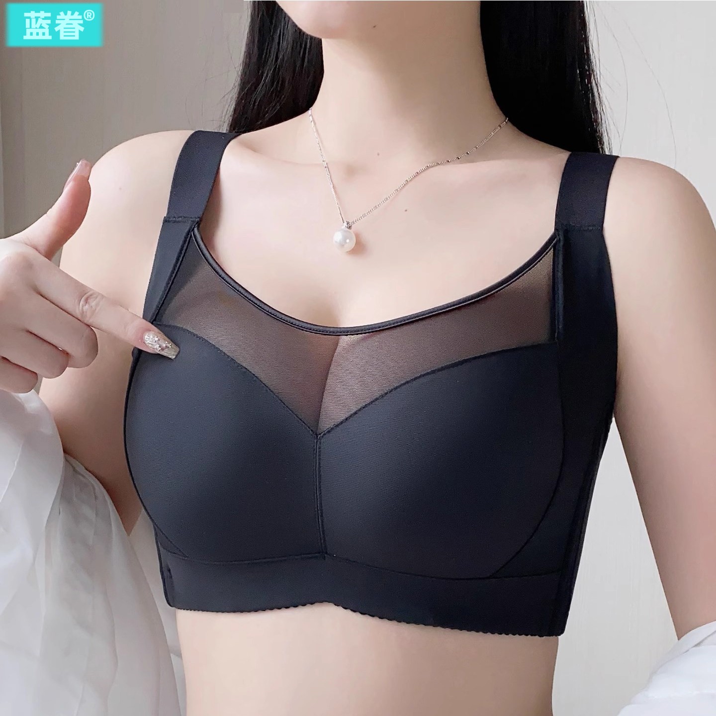 美容院大胸显小全罩杯内衣女收副乳防下垂聚拢调整型抹胸文胸薄款
