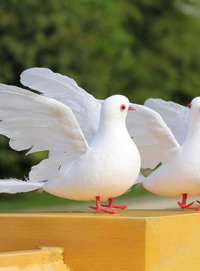 仿真鸽子展翅和平大白鸽羽毛装饰