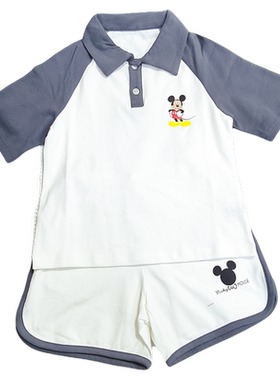 迪夏季男童女童套装polo衫短裤2件套