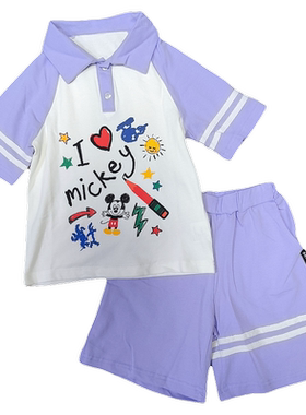 迪夏季女童套装短袖polo衫短裤2件套