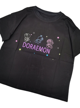 清仓多拉a梦夏季男童女童中大童短袖T恤