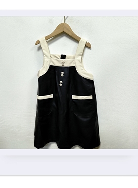 安米莉秋冬女童皮裙背心裙