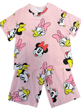 清仓迪夏季女童莫代尔家居服套装短袖中裤2件套
