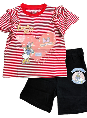 迪夏季女童小童套装短袖短裤2件套