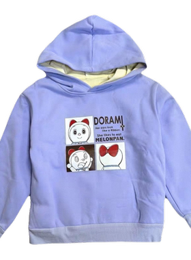 清仓多拉a梦秋冬女童中大童加绒卫衣连帽