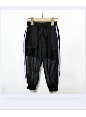 安米莉夏季女童中大童简约拼接九分裤