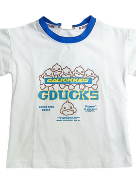 小黄鸭夏季男童女童小童撞色短袖T恤