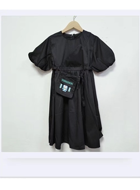 多拉a梦夏季女童中大童短袖连衣裙